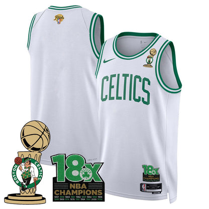 Men's Boston Celtics 2024 Champions Jersey - 18X Times NBA Champ Patch - All Stitched