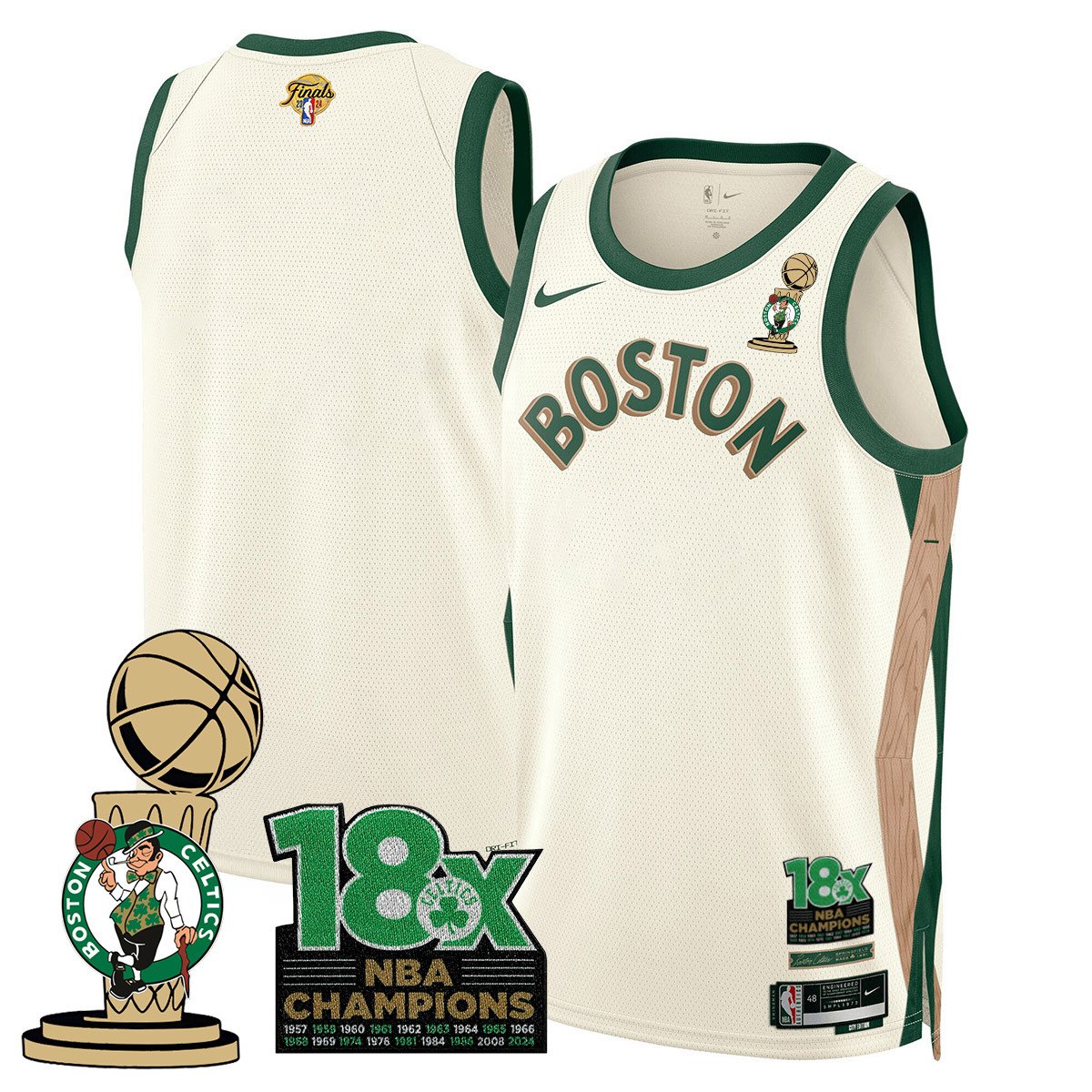 Men's Boston Celtics 2024 Champions Jersey - 18X Times NBA Champ Patch - All Stitched