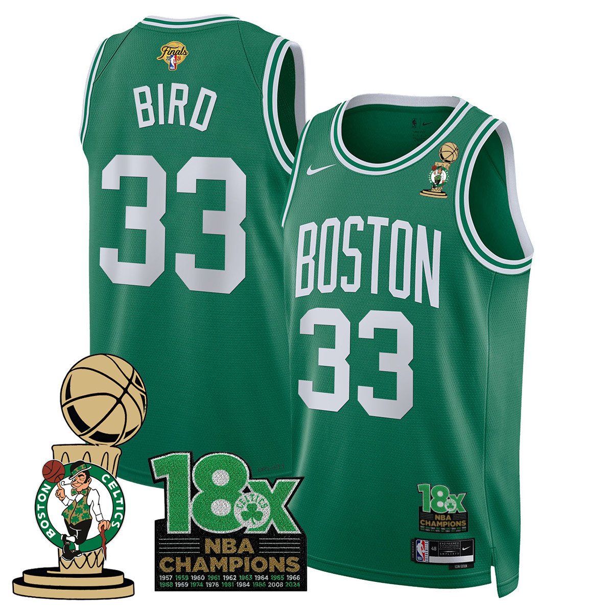 Men's Boston Celtics 2024 Champions Jersey - 18X Times NBA Champ Patch - All Stitched