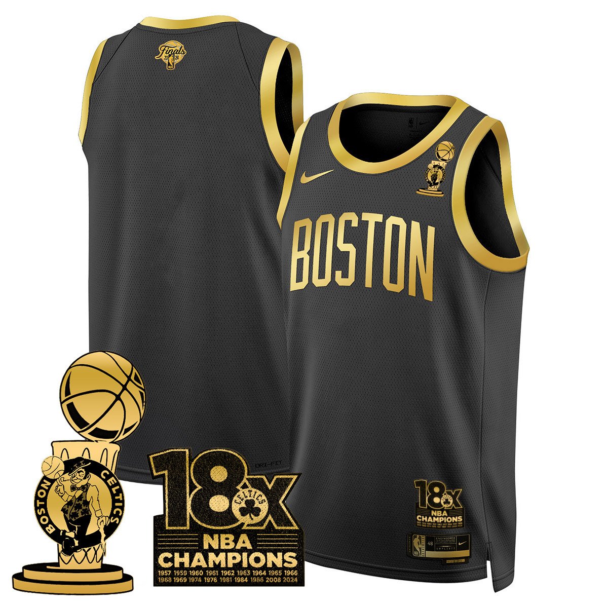 Men's Boston Celtics 2024 Champions Jersey - 18X Times NBA Champ Patch - All Stitched