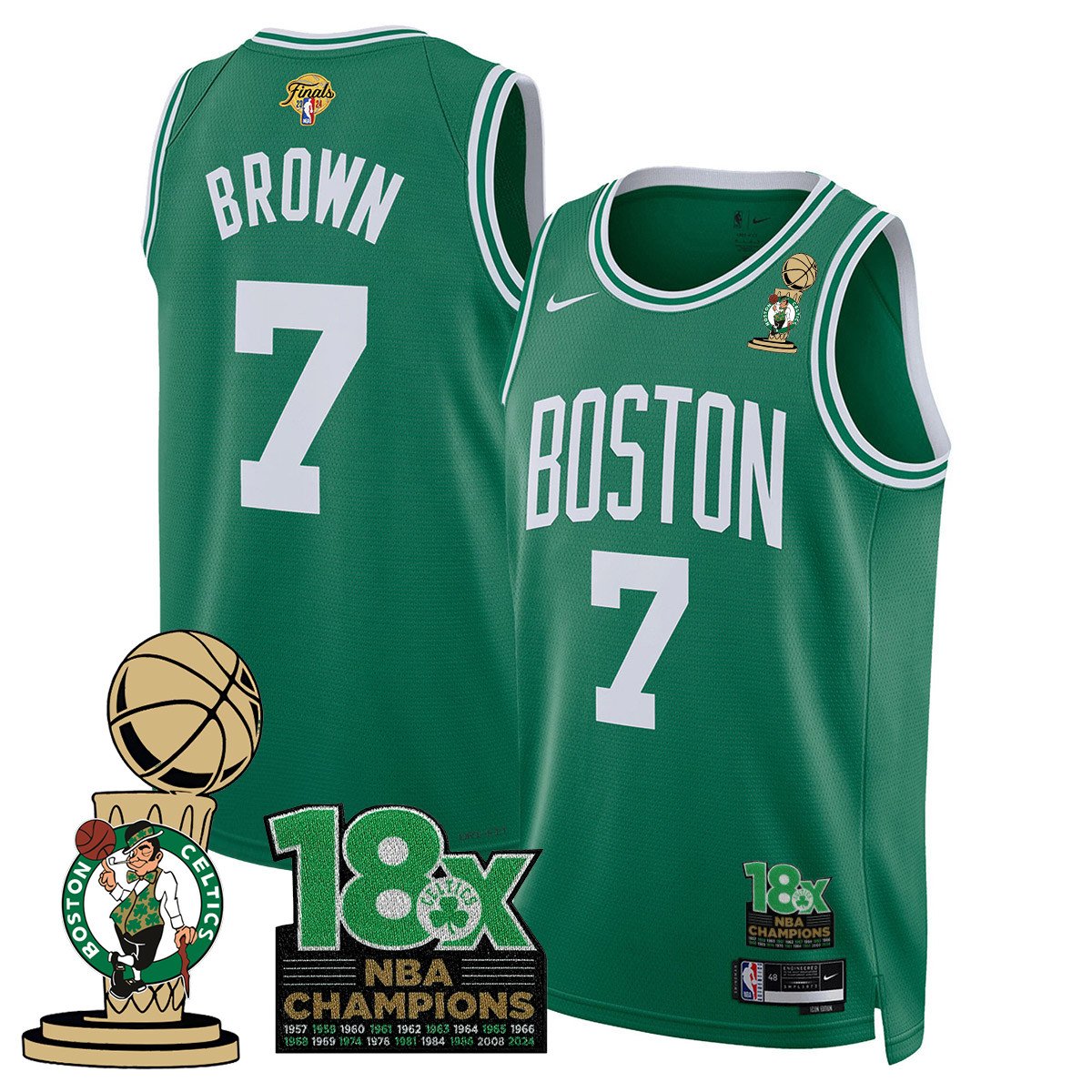 Men's Boston Celtics 2024 Champions Jersey - 18X Times NBA Champ Patch - All Stitched