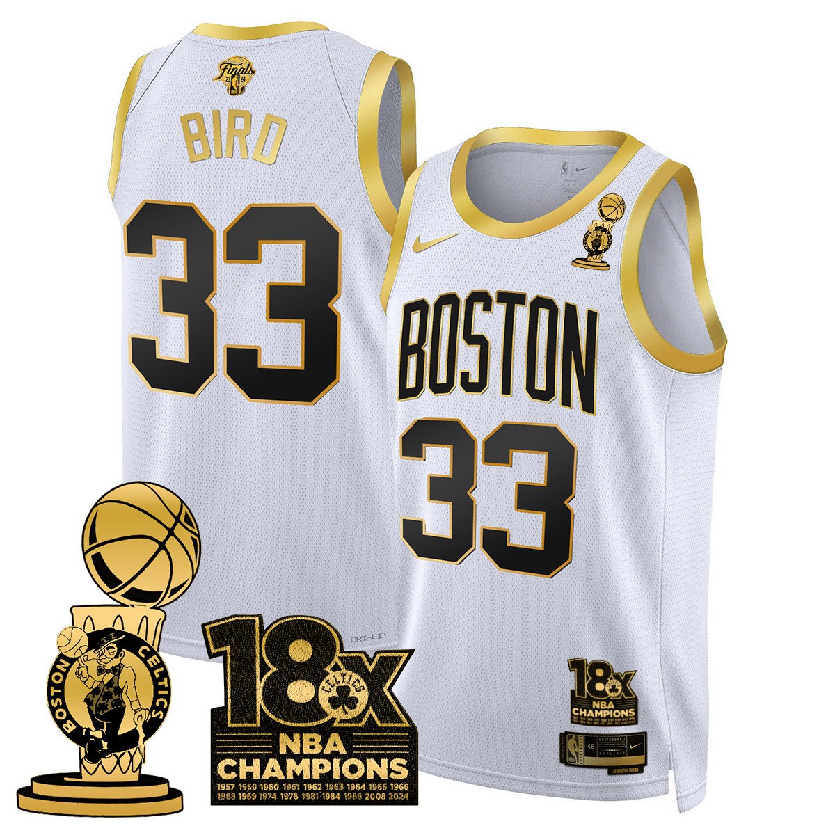 Men's Boston Celtics 2024 Champions Jersey - 18X Times NBA Champ Patch - All Stitched