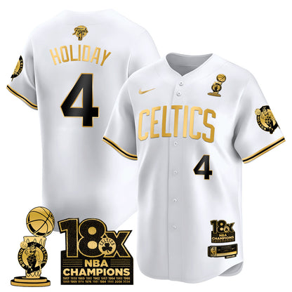 Men's Boston Celtics 2024 Champions Baseball Jersey - 18X Times NBA Champ Patch - All Stitched