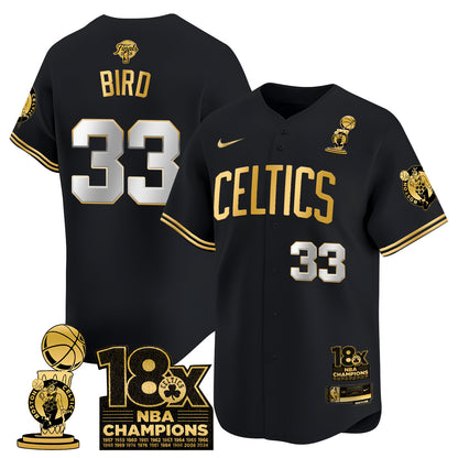 Men's Boston Celtics 2024 Champions Baseball Jersey - 18X Times NBA Champ Patch - All Stitched