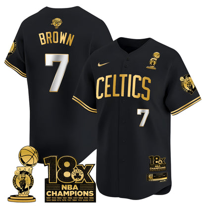 Men's Boston Celtics 2024 Champions Baseball Jersey - 18X Times NBA Champ Patch - All Stitched