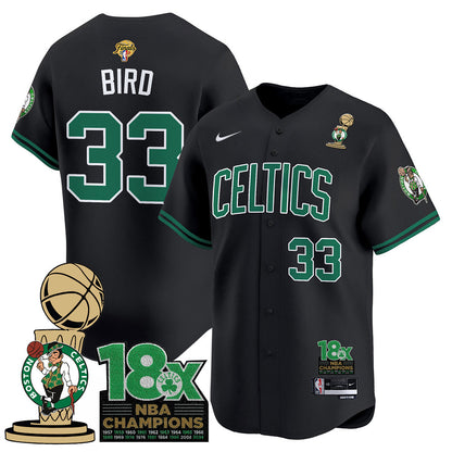 Men's Boston Celtics 2024 Champions Baseball Jersey - 18X Times NBA Champ Patch - All Stitched