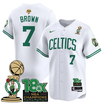 Men's Boston Celtics 2024 Champions Baseball Jersey - 18X Times NBA Champ Patch - All Stitched