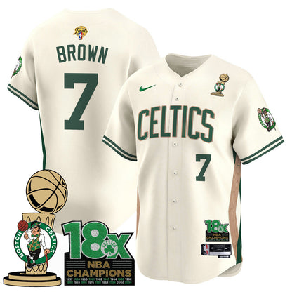 Men's Boston Celtics 2024 Champions Baseball Jersey - 18X Times NBA Champ Patch - All Stitched