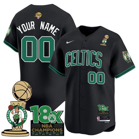 Custom Celtics 2024 Champions Baseball Jersey - 18X Times Champ Patch - All Stitched