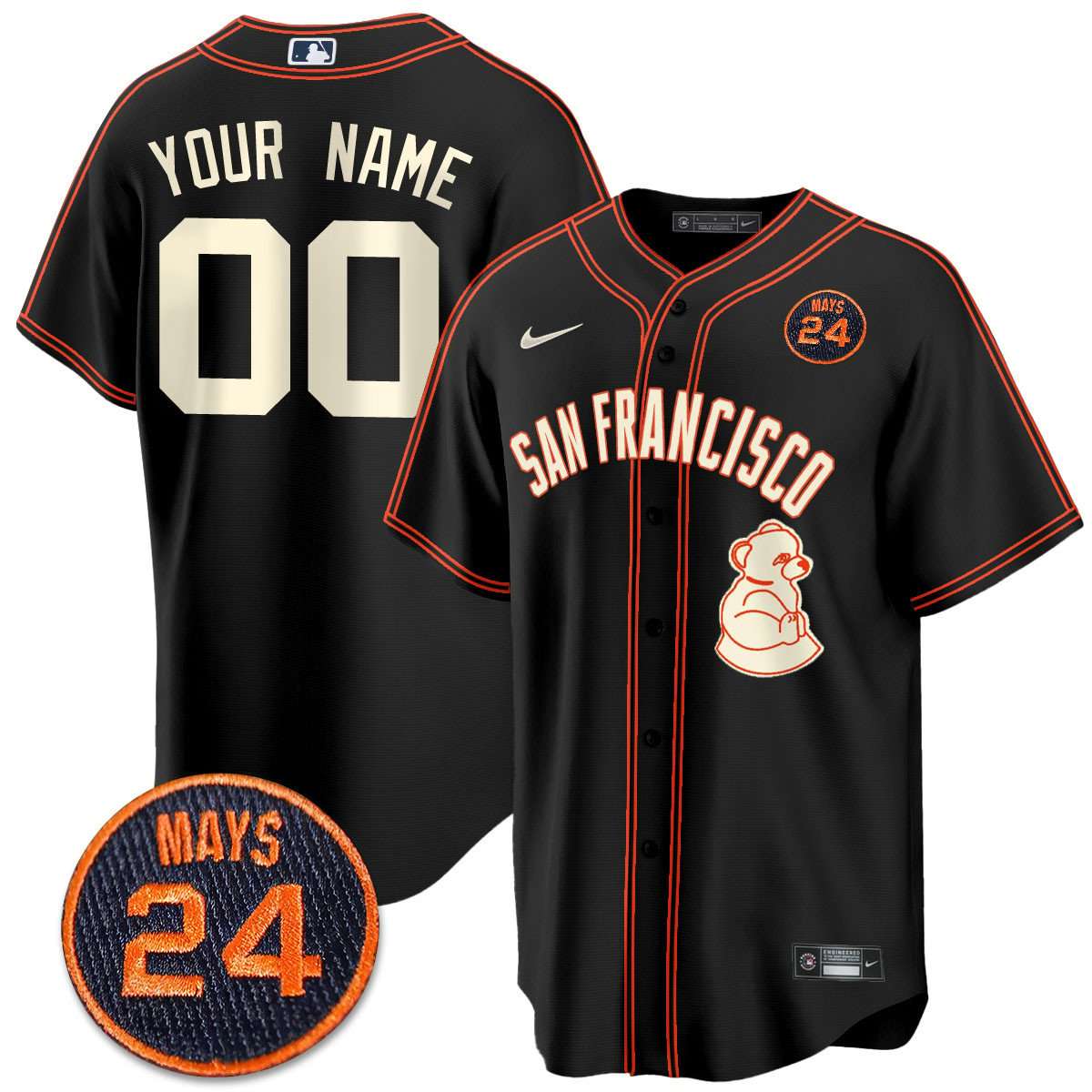 Men's San Francisco Giants 2024 Vapor Premier Limited Jersey N1 - #24 Willie Mays Patch