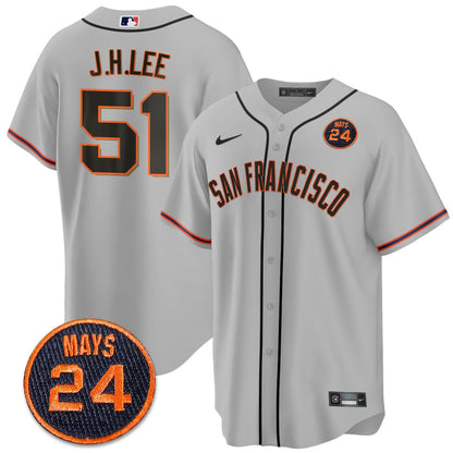 Men's San Francisco Giants 2024 Vapor Premier Limited Jersey N1 - #24 Willie Mays Patch