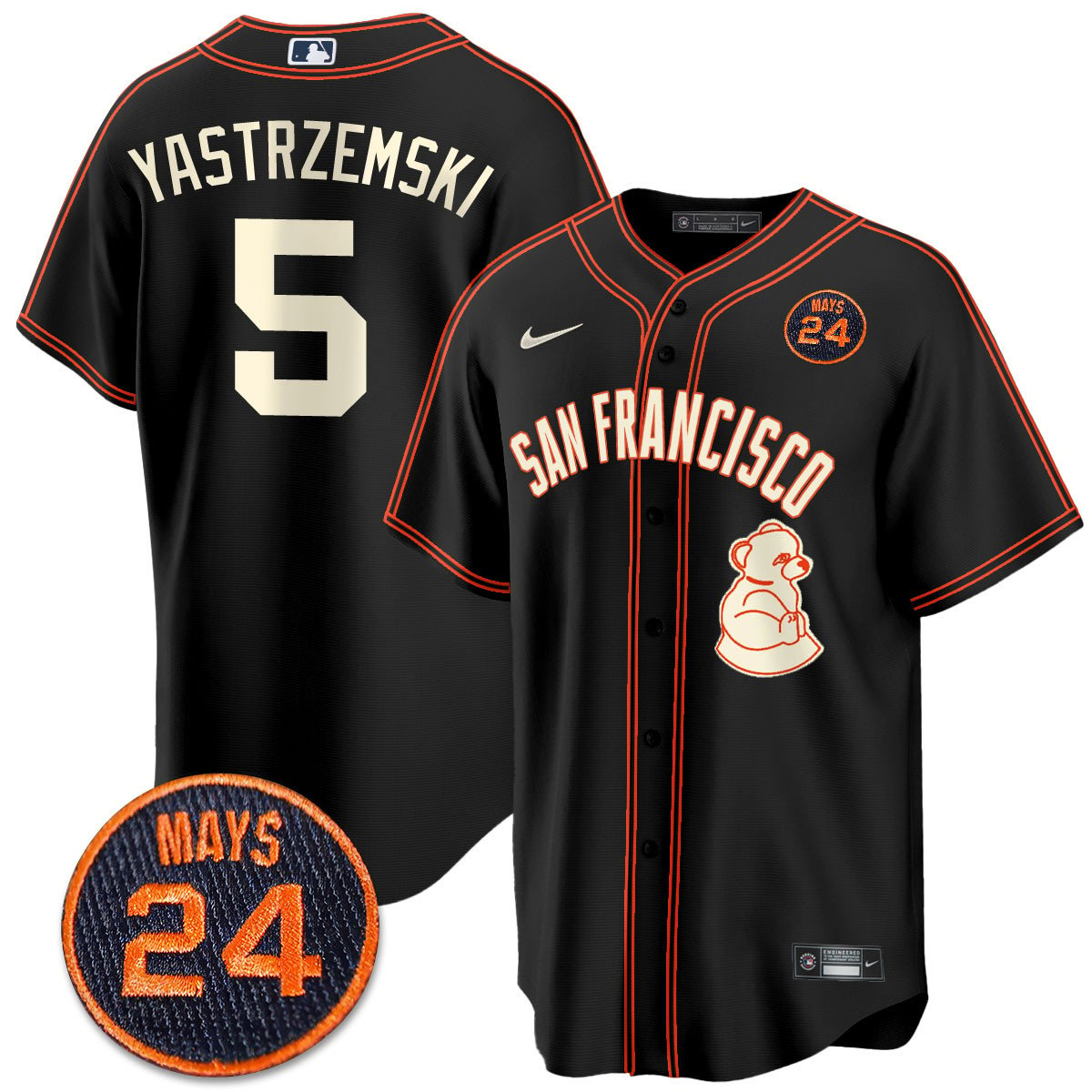 Men's San Francisco Giants 2024 Vapor Premier Limited Jersey N1 - #24 Willie Mays Patch