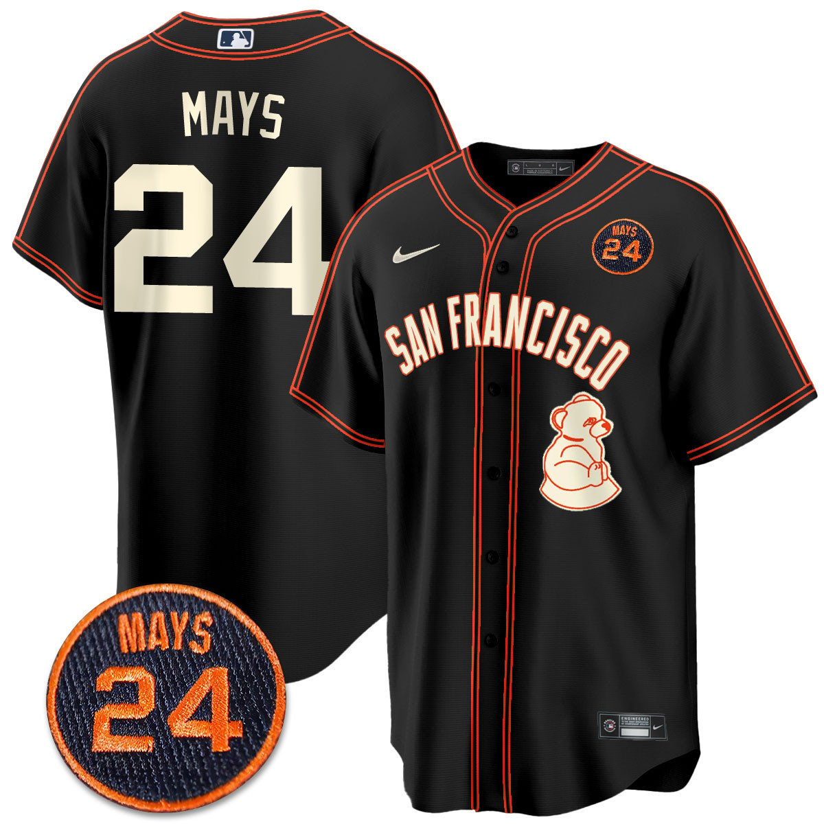 Men's San Francisco Giants 2024 Vapor Premier Limited Jersey N1 - #24 Willie Mays Patch