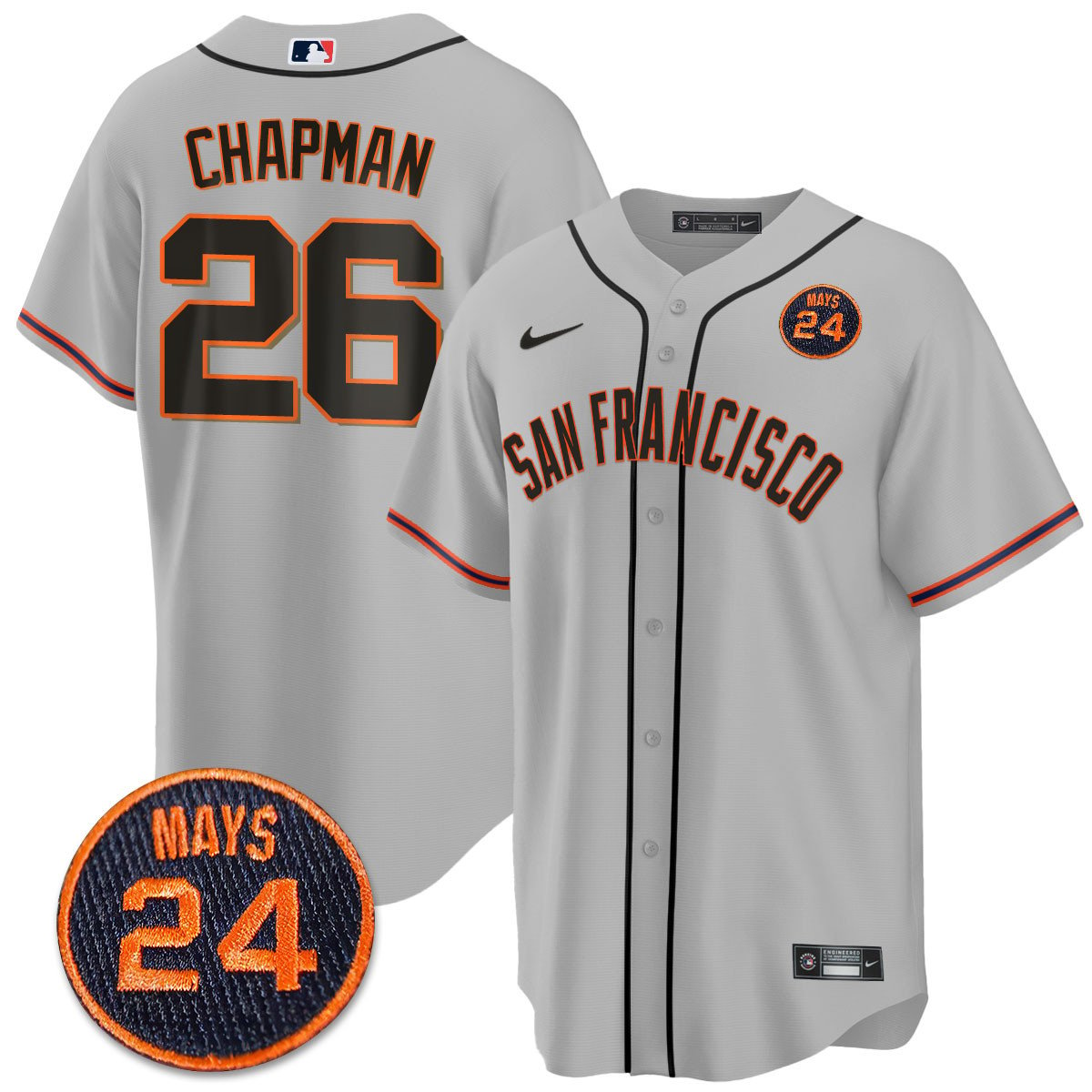 Men's San Francisco Giants 2024 Vapor Premier Limited Jersey N1 - #24 Willie Mays Patch