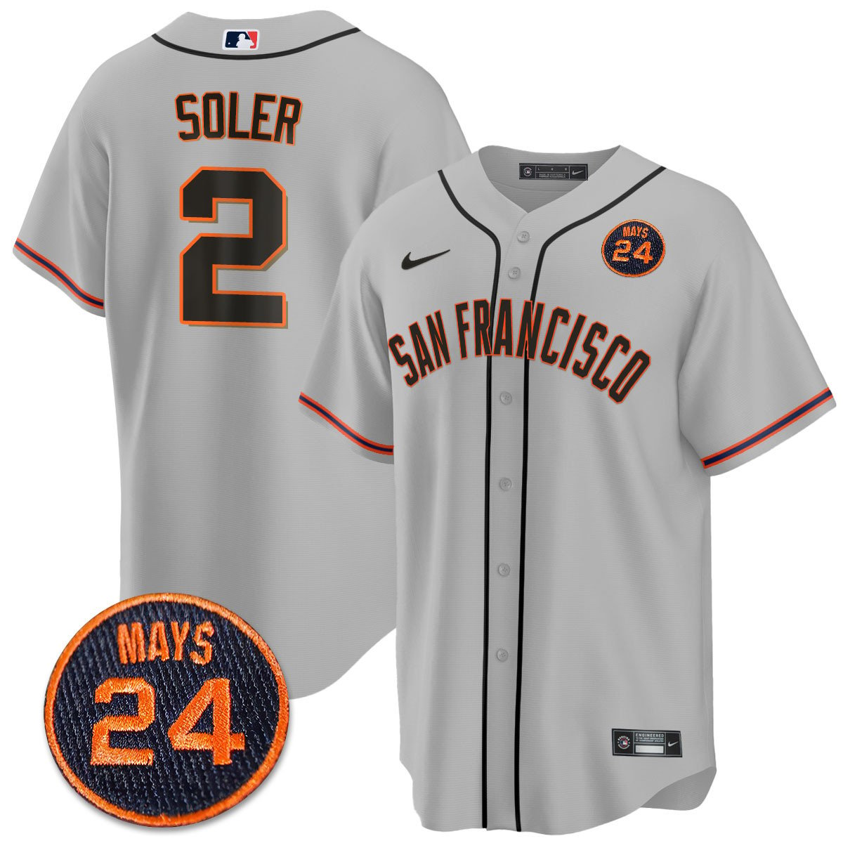 Men's San Francisco Giants 2024 Vapor Premier Limited Jersey N1 - #24 Willie Mays Patch