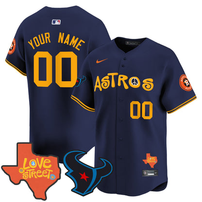 Astros Love Street & Texans Patch Vapor Premier Limited Custom Jersey - All Stitched