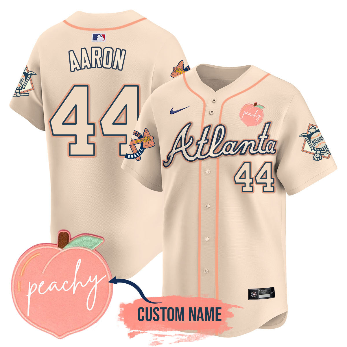 Personalized Braves 2024 Peach Fuzz Jersey - All Stitched