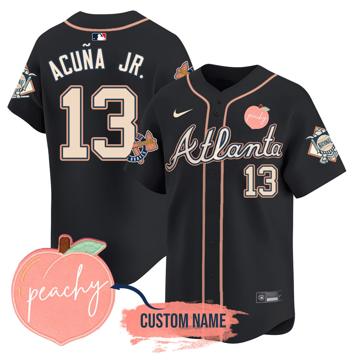 Personalized Braves 2024 Peach Fuzz Jersey - All Stitched