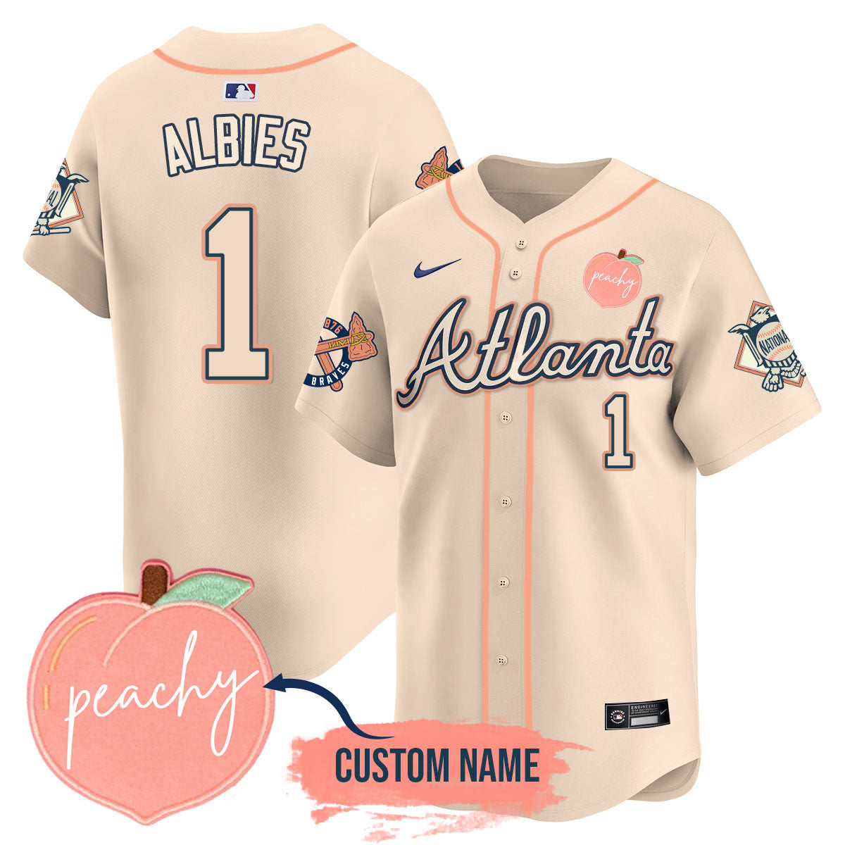 Personalized Braves 2024 Peach Fuzz Jersey - All Stitched