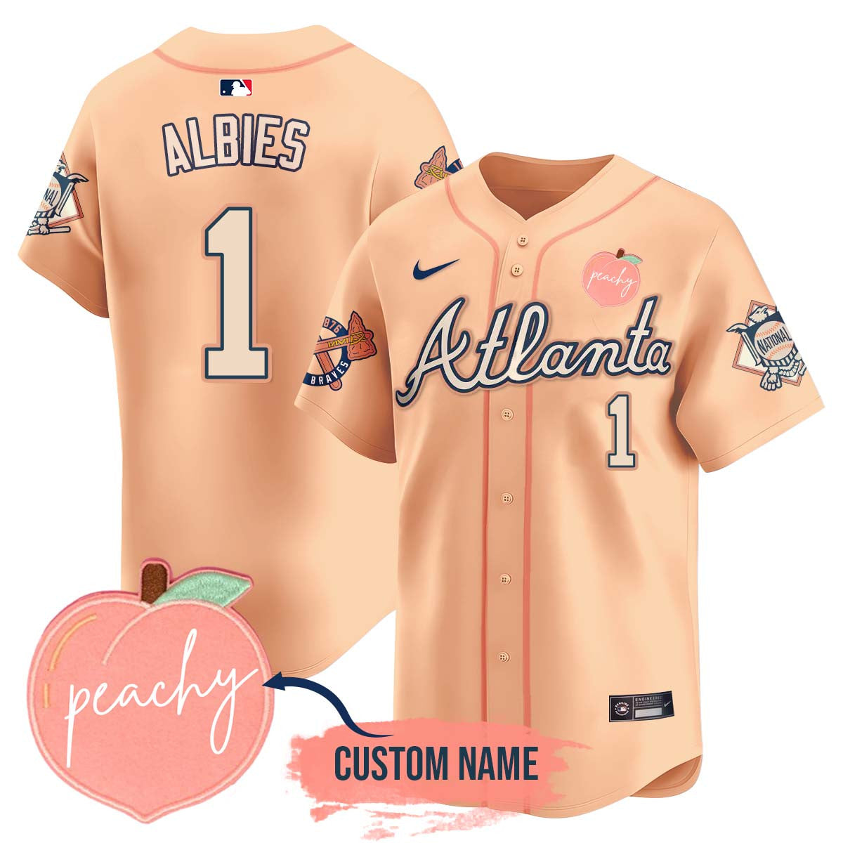 Personalized Braves 2024 Peach Fuzz Jersey - All Stitched