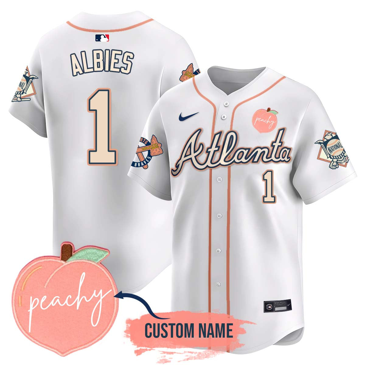 Personalized Braves 2024 Peach Fuzz Jersey - All Stitched