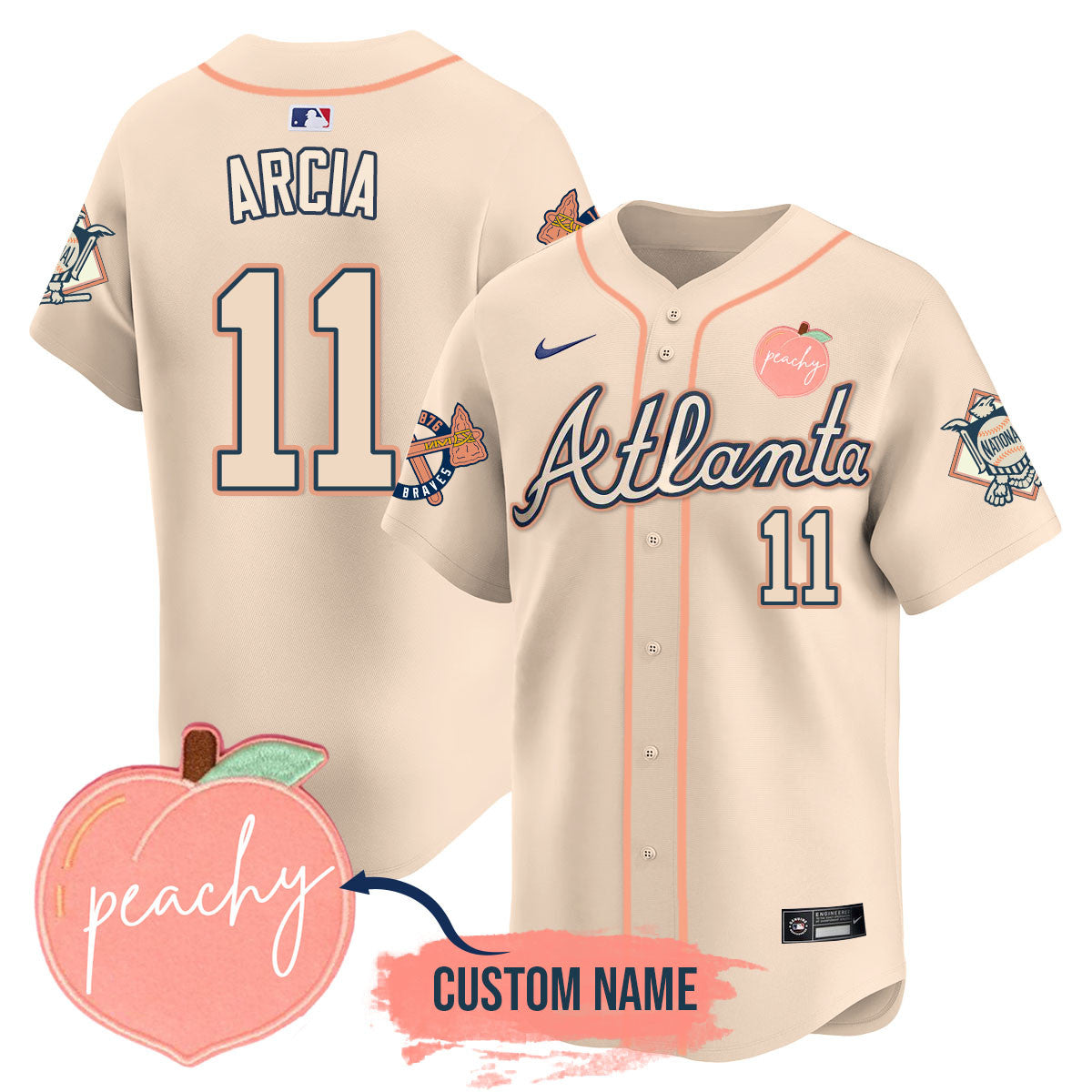 Personalized Braves 2024 Peach Fuzz Jersey - All Stitched