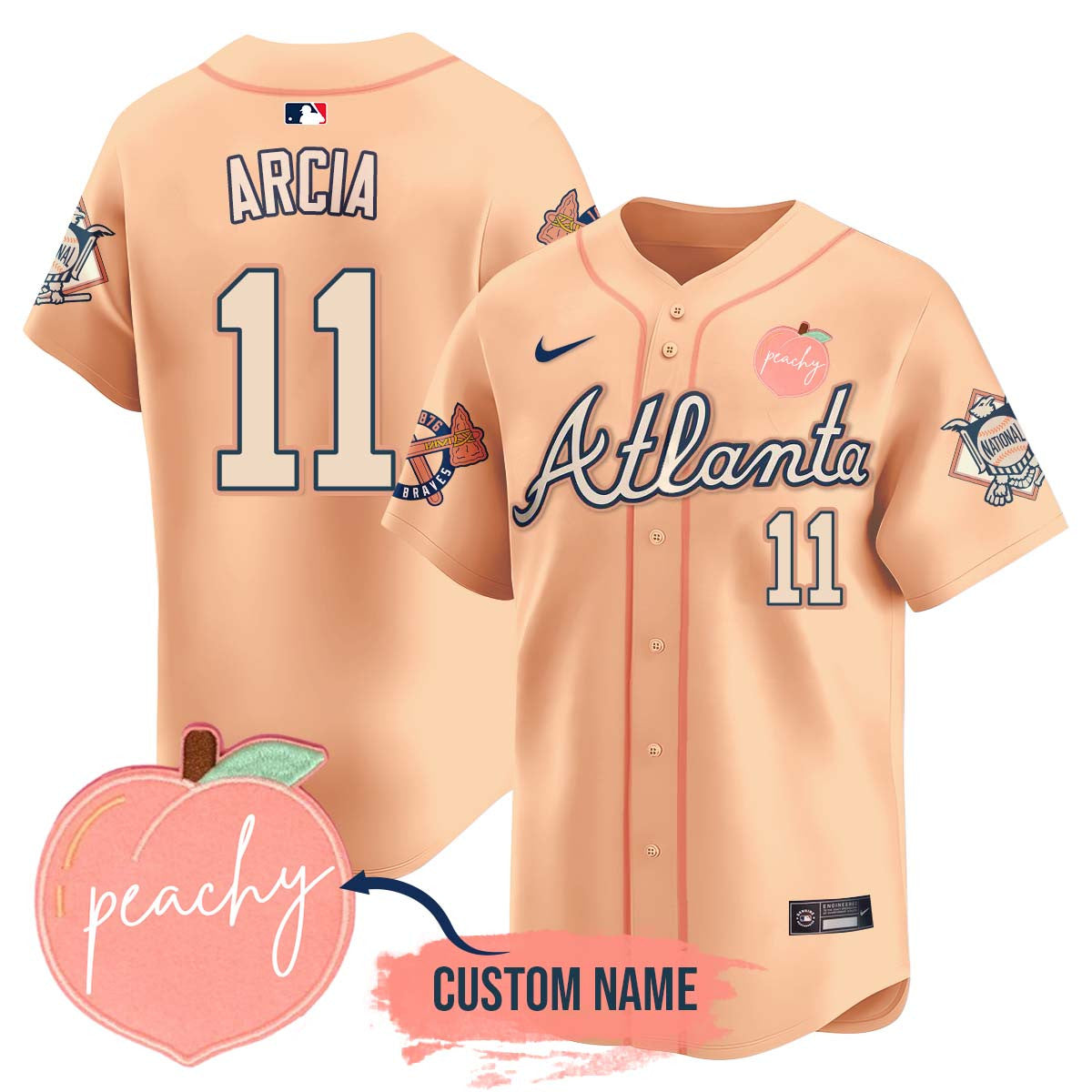 Personalized Braves 2024 Peach Fuzz Jersey - All Stitched