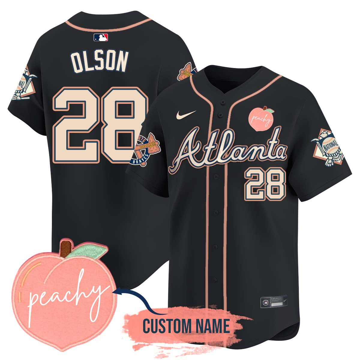 Personalized Braves 2024 Peach Fuzz Jersey - All Stitched