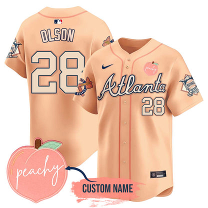 Personalized Braves 2024 Peach Fuzz Jersey - All Stitched