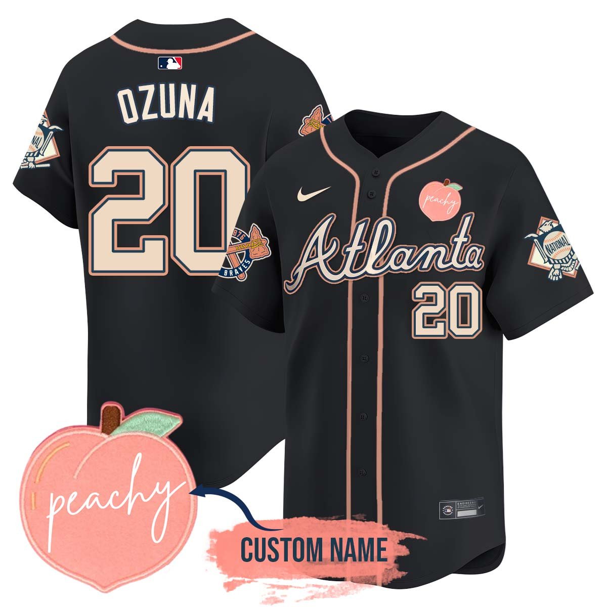 Personalized Braves 2024 Peach Fuzz Jersey - All Stitched