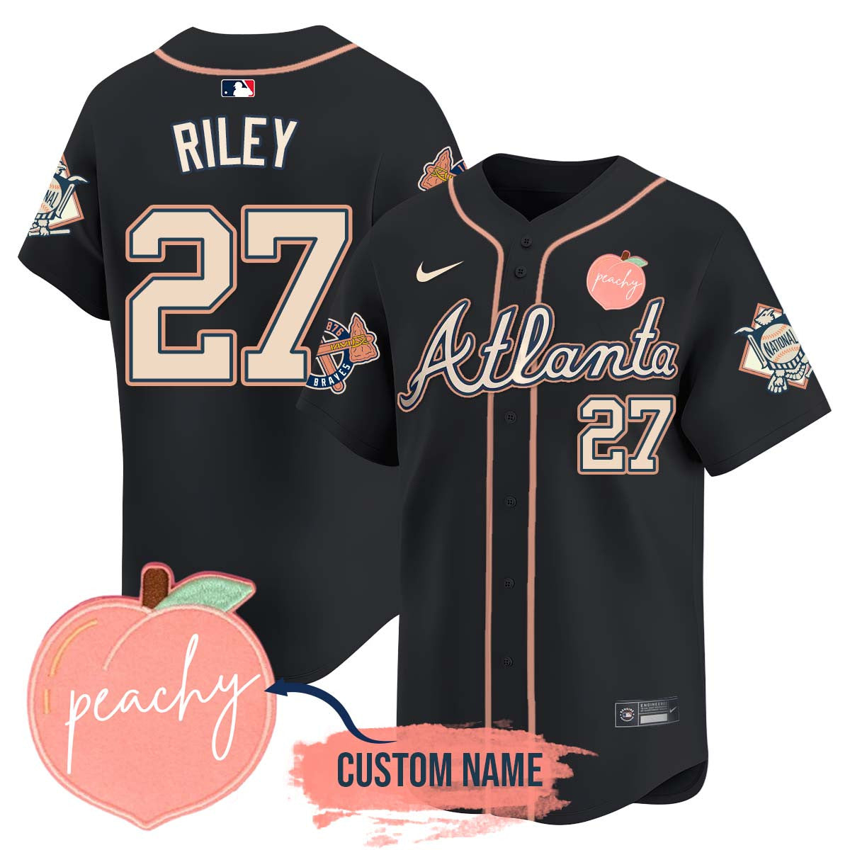 Personalized Braves 2024 Peach Fuzz Jersey - All Stitched