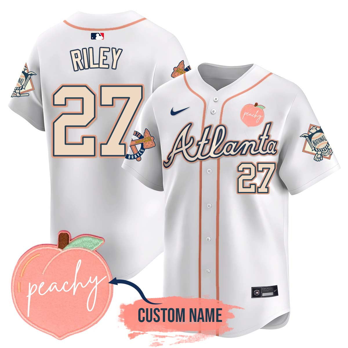 Personalized Braves 2024 Peach Fuzz Jersey - All Stitched