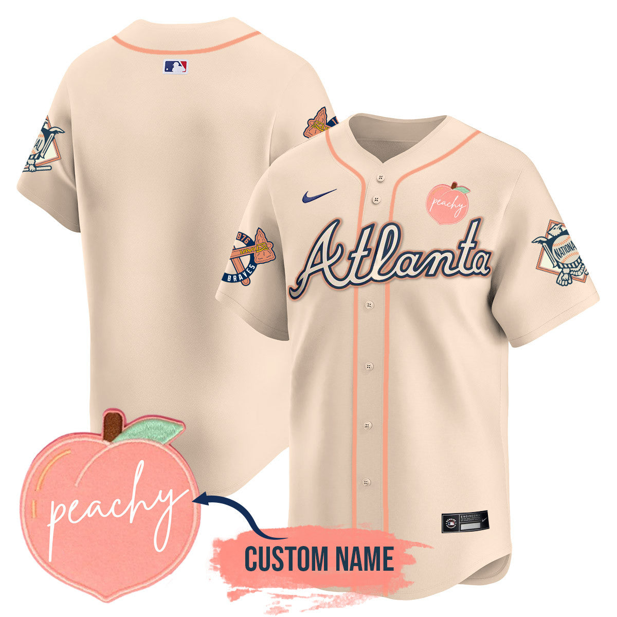 Personalized Braves 2024 Peach Fuzz Jersey - All Stitched