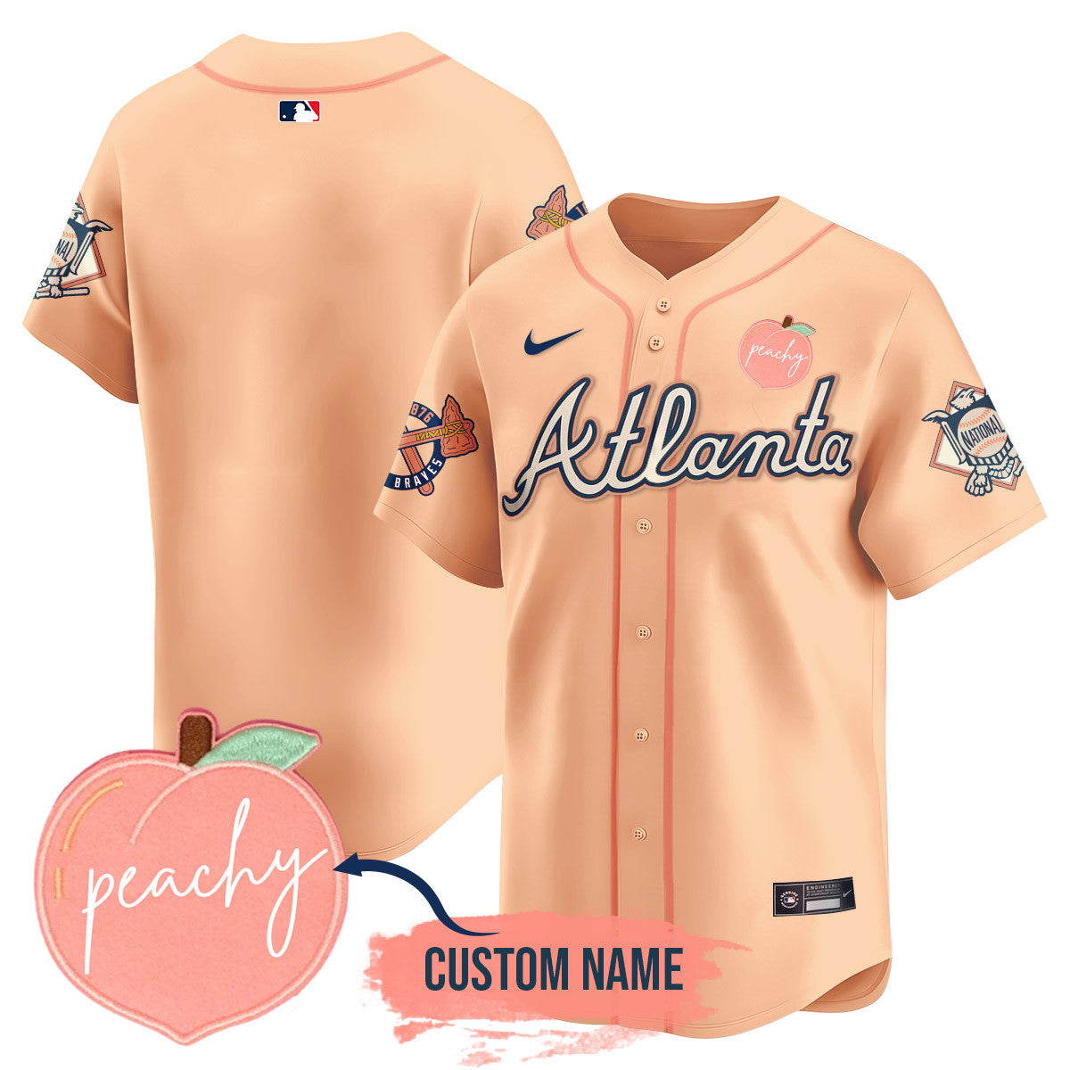 Personalized Braves 2024 Peach Fuzz Jersey - All Stitched