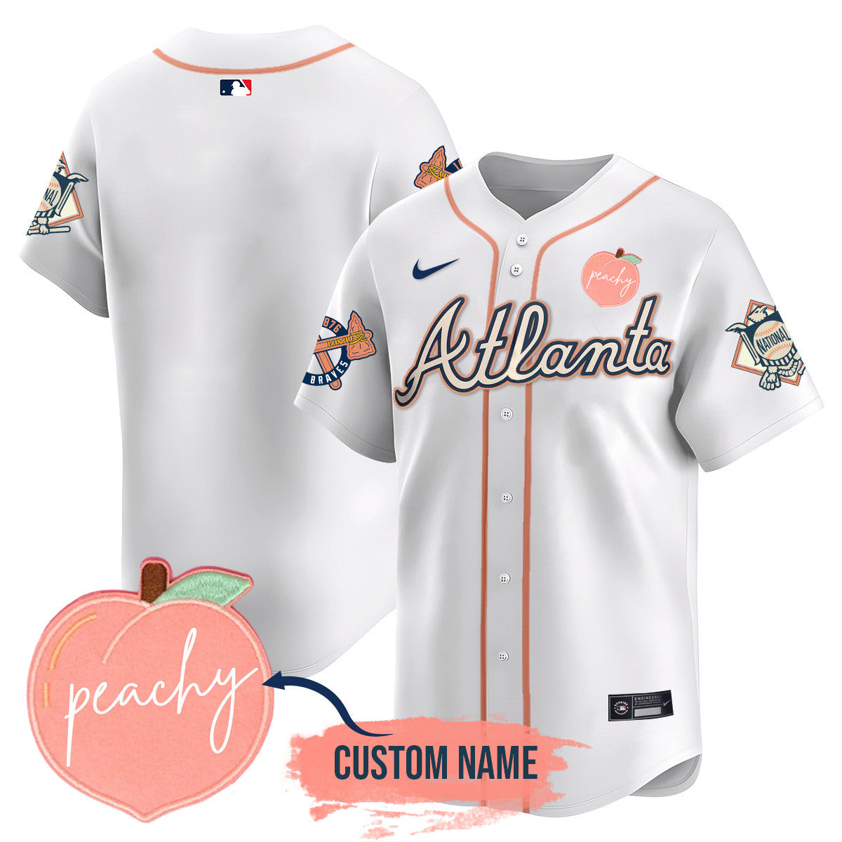 Personalized Braves 2024 Peach Fuzz Jersey - All Stitched