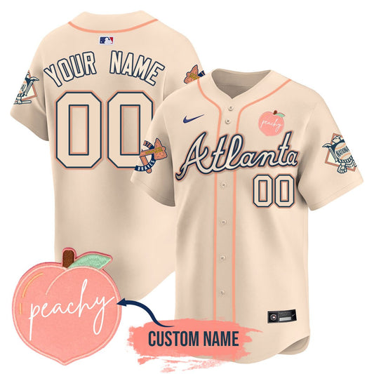 Custom Personalized Braves 2024 Peach Fuzz Jersey - All Stitched