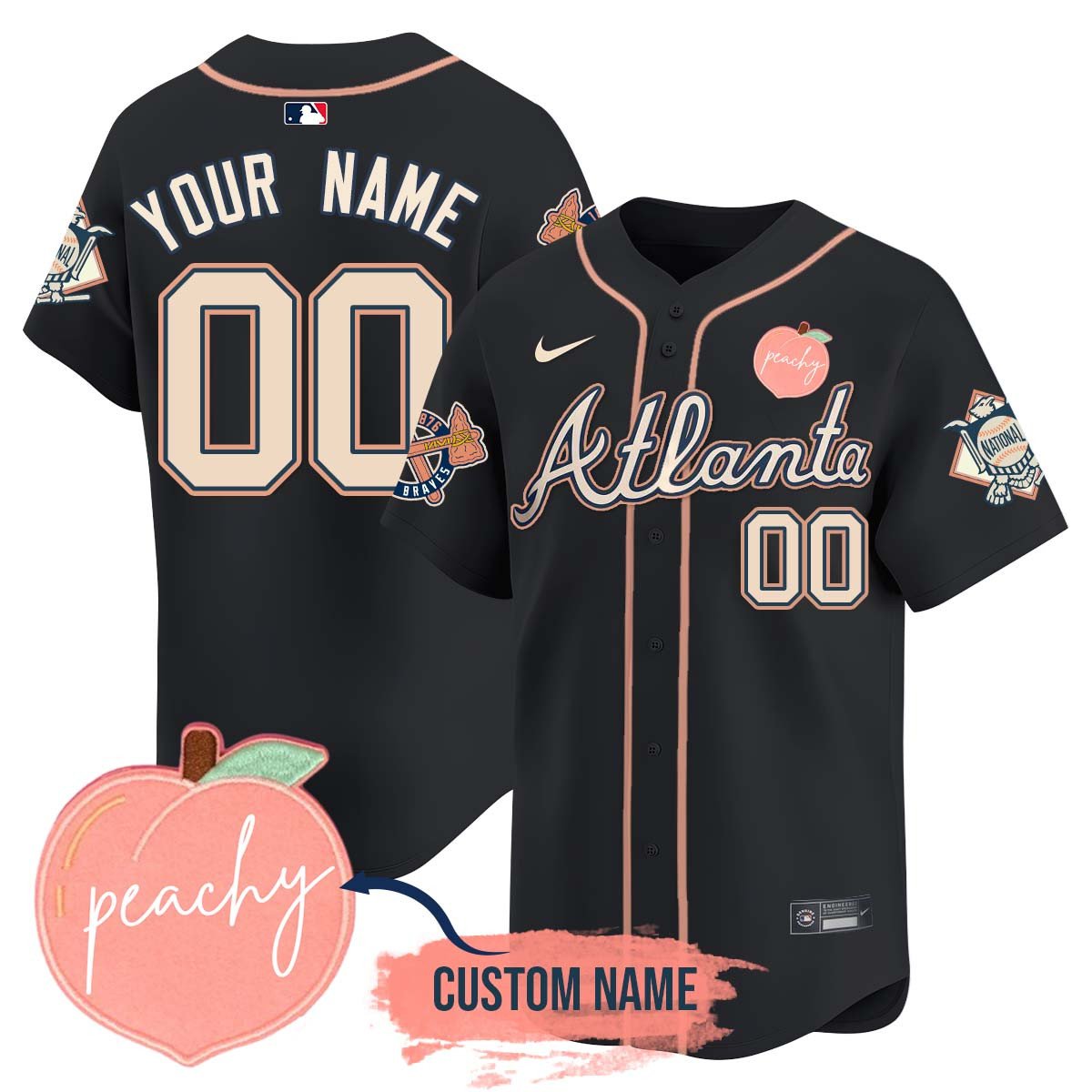 Custom Personalized Braves 2024 Peach Fuzz Jersey - All Stitched