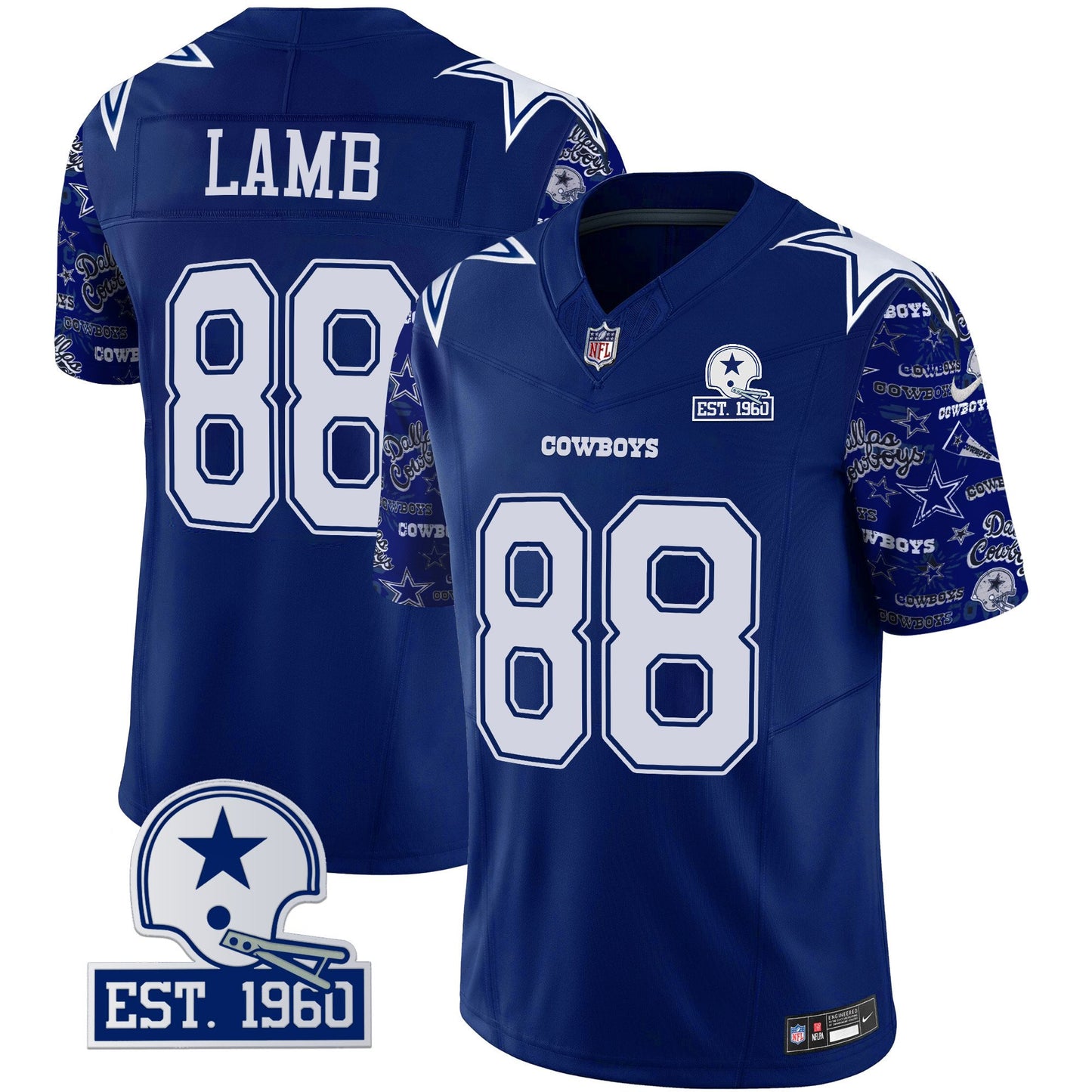 Cowboys Pattern Style Vapor Limited Jersey - All Stitched