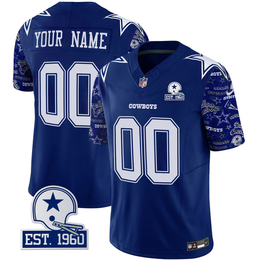 Cowboys Pattern Style Vapor Limited Custom Jersey - All Stitched