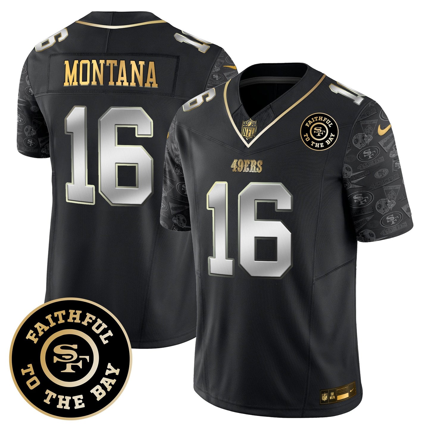 49ers Pattern Style Vapor Limited Jersey - All Stitched