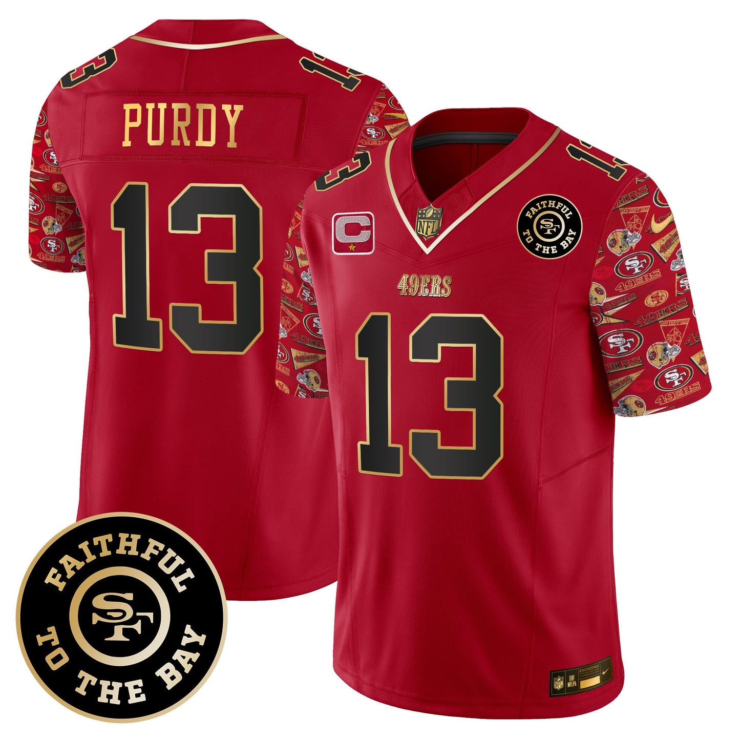 49ers Pattern Style Vapor Limited Jersey - All Stitched