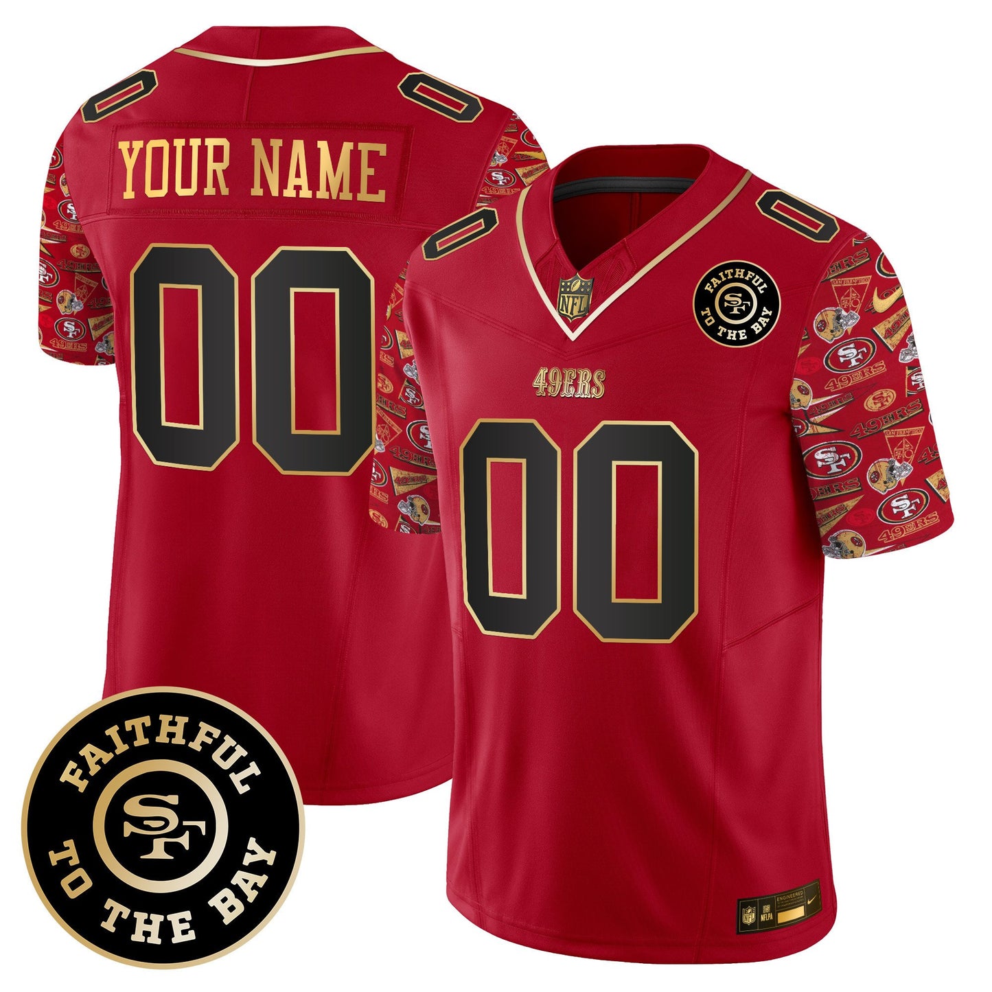 49ers Pattern Style Vapor Limited Custom Jersey - All Stitched