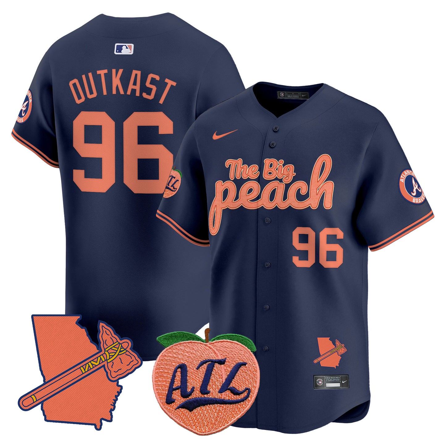 Braves The Big Peach Vapor Premier Limited Jersey - All Stitched