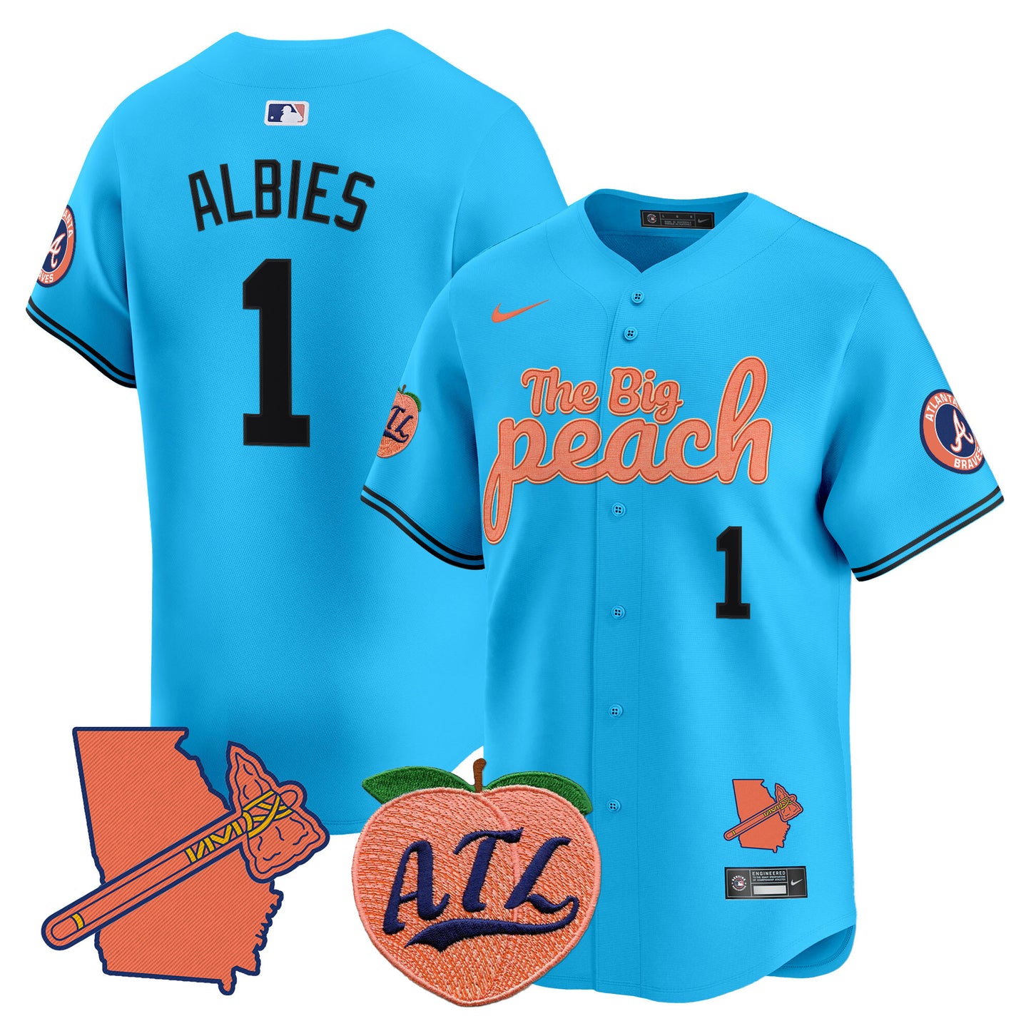 Braves The Big Peach Vapor Premier Limited Jersey - All Stitched