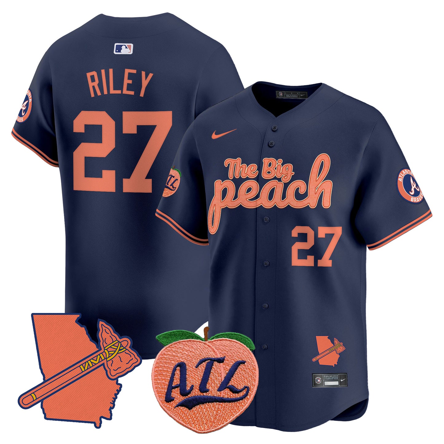 Braves The Big Peach Vapor Premier Limited Jersey - All Stitched