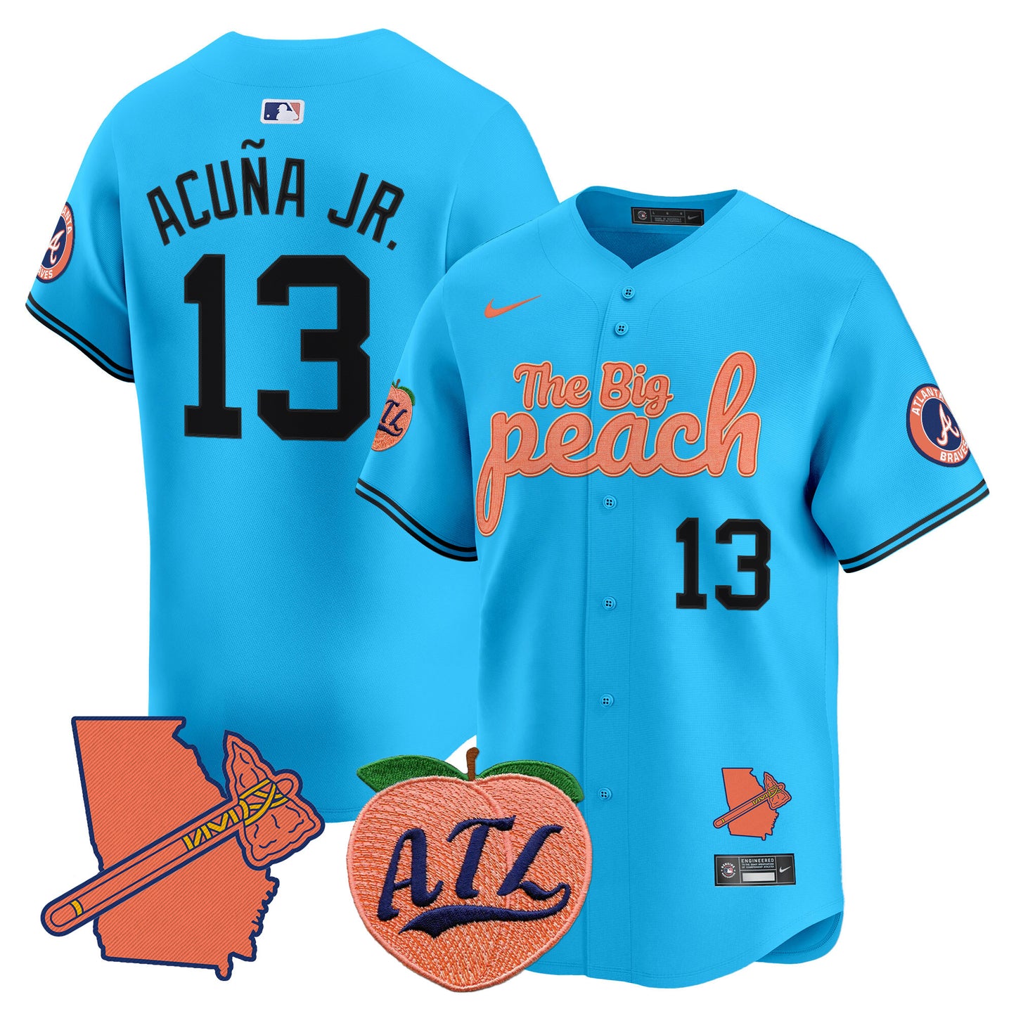 Braves The Big Peach Vapor Premier Limited Jersey - All Stitched