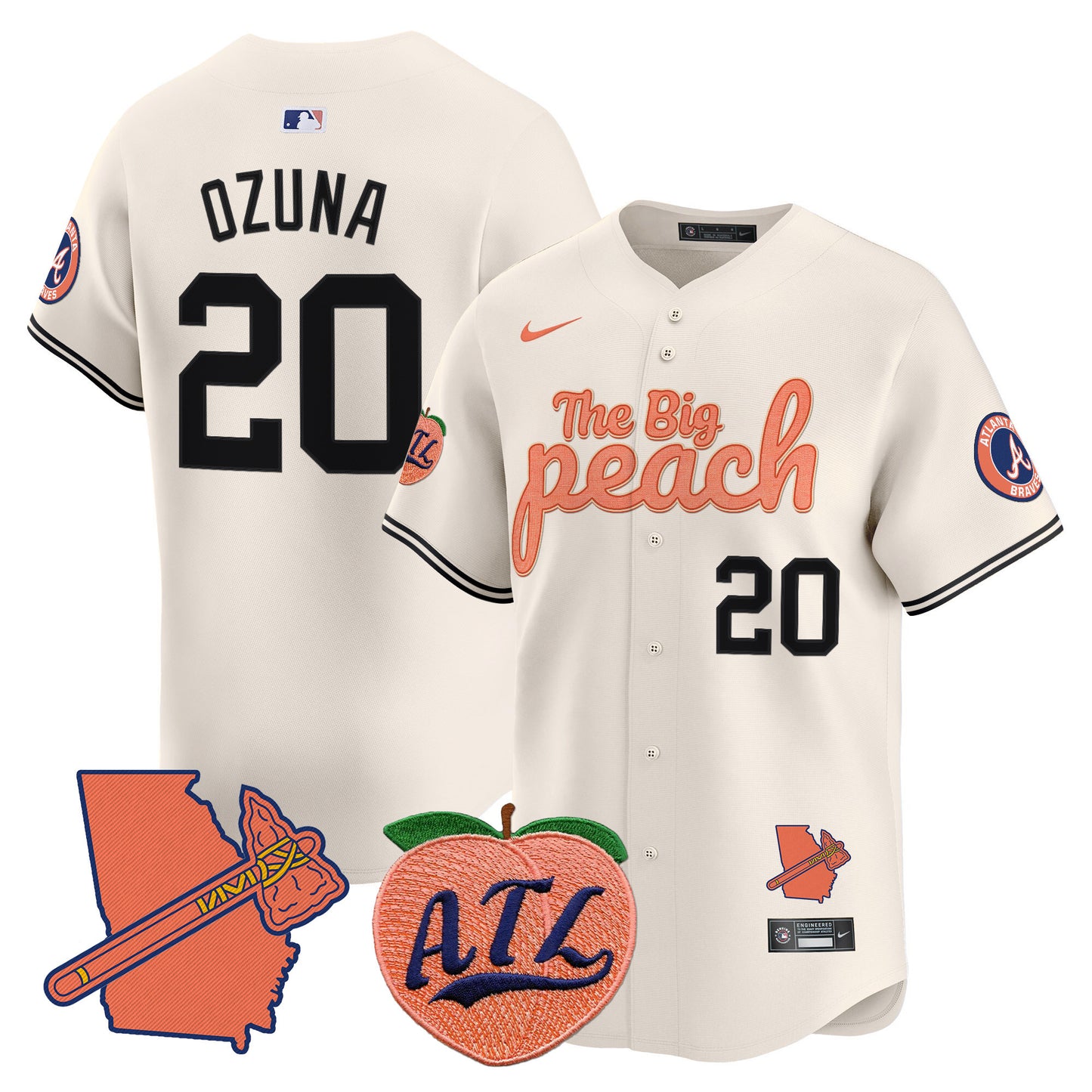 Braves The Big Peach Vapor Premier Limited Jersey - All Stitched