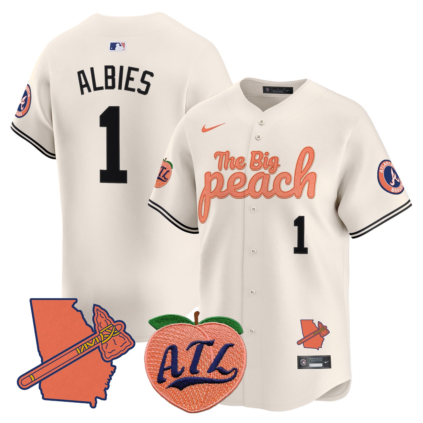 Braves The Big Peach Vapor Premier Limited Jersey - All Stitched