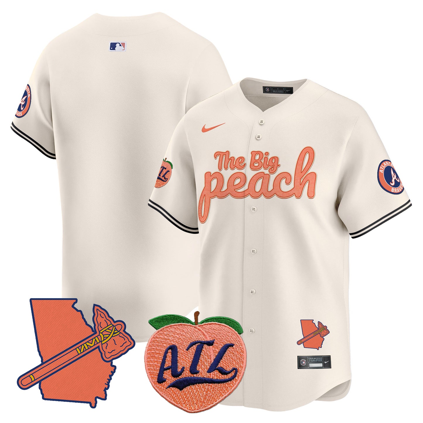 Braves The Big Peach Vapor Premier Limited Jersey - All Stitched