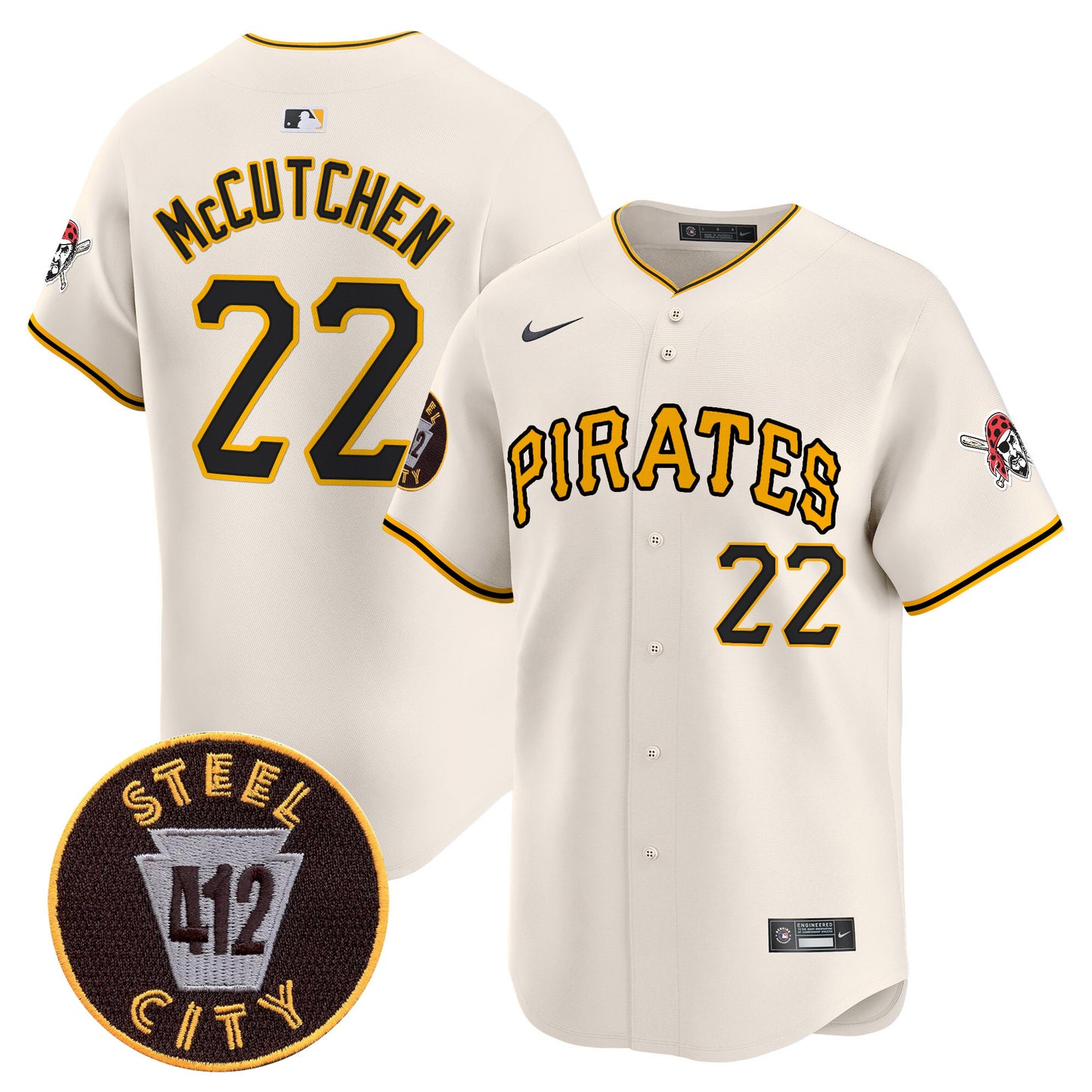 Pittsburgh Pirates 412 Patch Vapor Premier Limited Jersey V3 - All Stitched